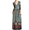 On Trend aris Bohemian 3/4 Sleeve Long Maxi Dress